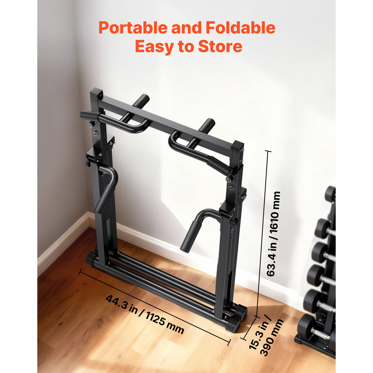 VEVOR Pull Up Bar, 330LBS Capacity Portable Pullup Bar Station, Pullup Bars Free Standing with Triangular Structure & Heavy-Duty Steel Tube, 9 Level Height Adjustment Gravity Fitness for Arms, Back
