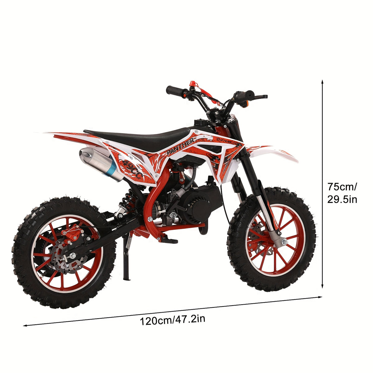 Dirt Bike, Mini Mountain Motorcycle, Gas-Powered Dirt Bike, 2 Stroke Ride on Bike, Pocket Motorcycle with Front And Rear Disc Brakes, Top Speed of 25Mph, 50CC Dirt Bike, Birthday Gift, Without Battery