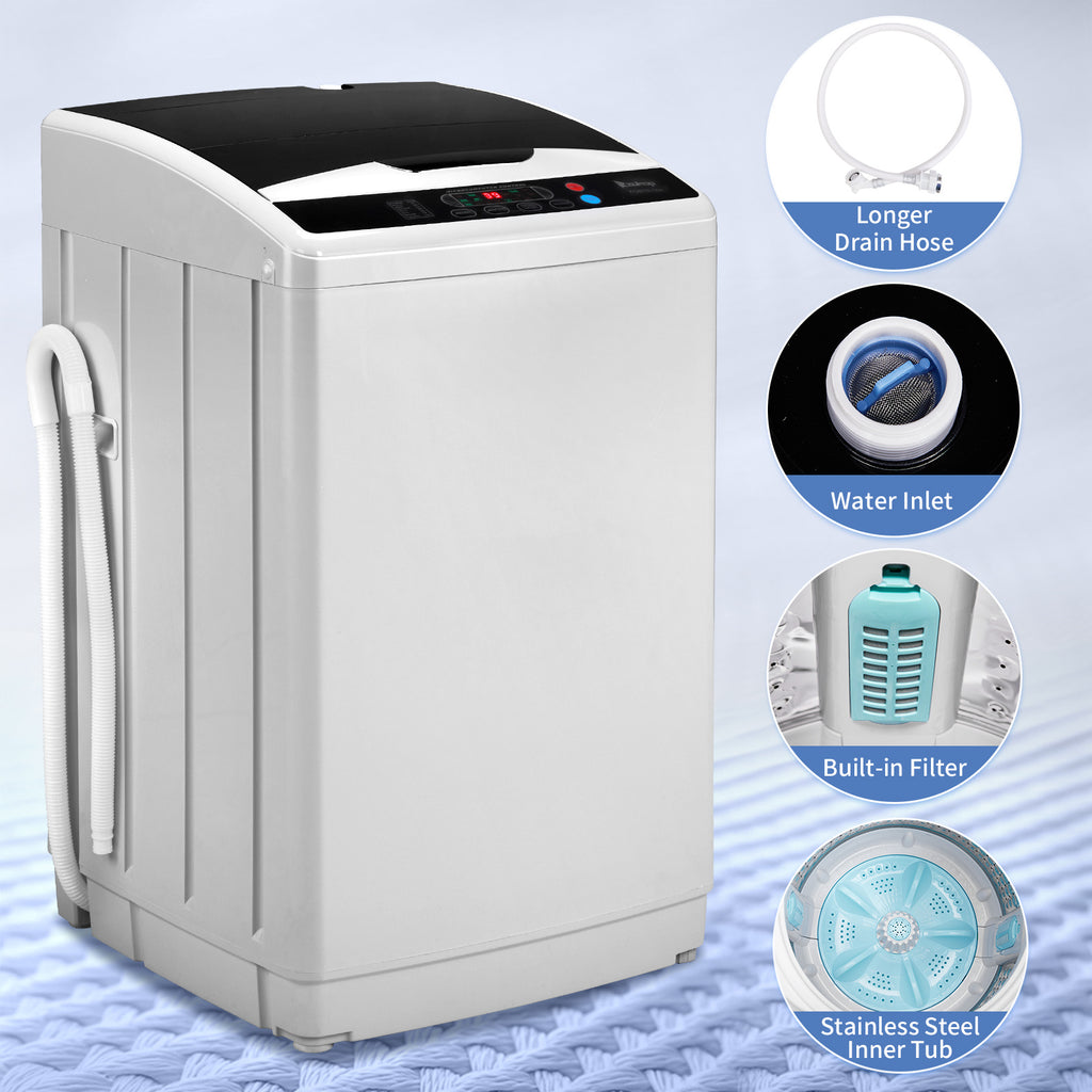 Full Automatic Washing Machine, 15.6/17.6/17.8/25Lbs Top Load Portable Washer with Drain Pump, 10 Wash Programs 8 Water Level Washer and Dryer Combo, 2 in 1 Washer and Dryer for Apartments, RV, Camping