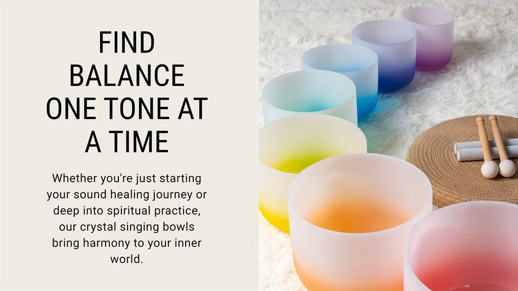 [Singing Bowls] Quartz Crystal Singing Bowls | Set of 7 | Quartz Crystal | Aria Gradient Design | For Meditation Yoga | 6-12 Inch | With Case Mallet Striker