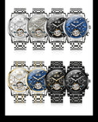 OLEVS Men's Mechanical Watch — Automatic Stainless Steel Wristwatch with Luminous Dual-Calendar Large Dial