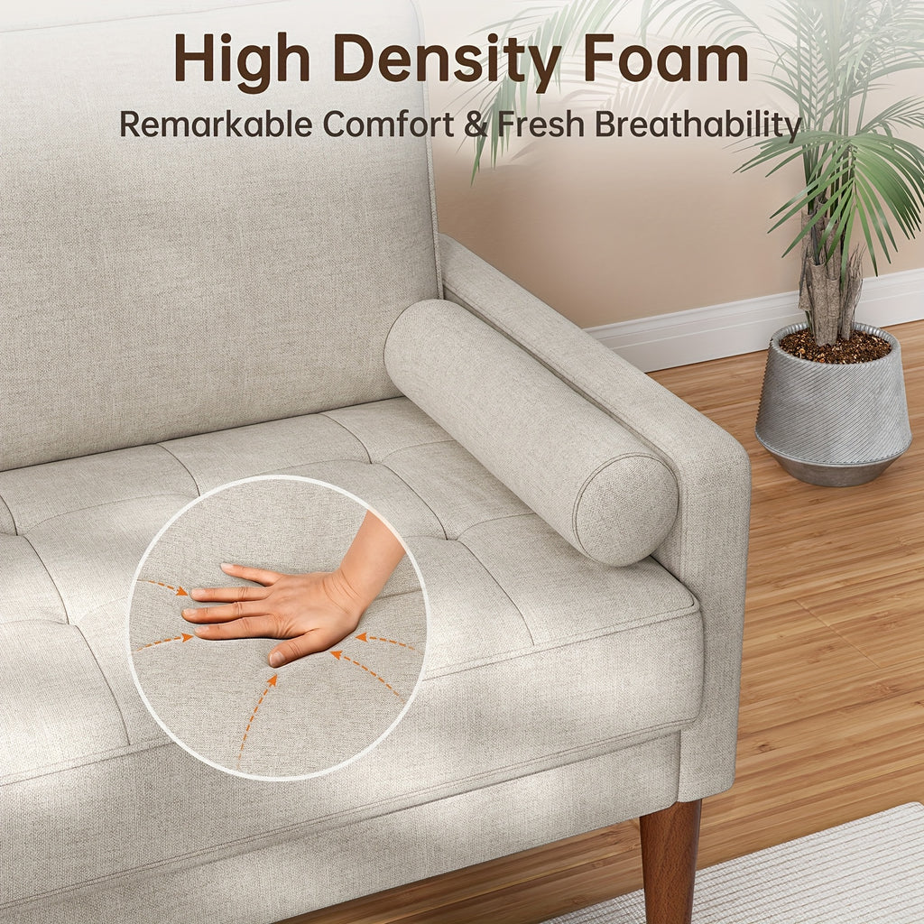 Vesgantti 48" Mid-Century Modern Loveseat Sofa - Ideal for Compact Areas, Suitable for Living Room Or Bedroom | Detachable Cover, Spring Cushions, Sturdy Wooden Frame | to Assemble
