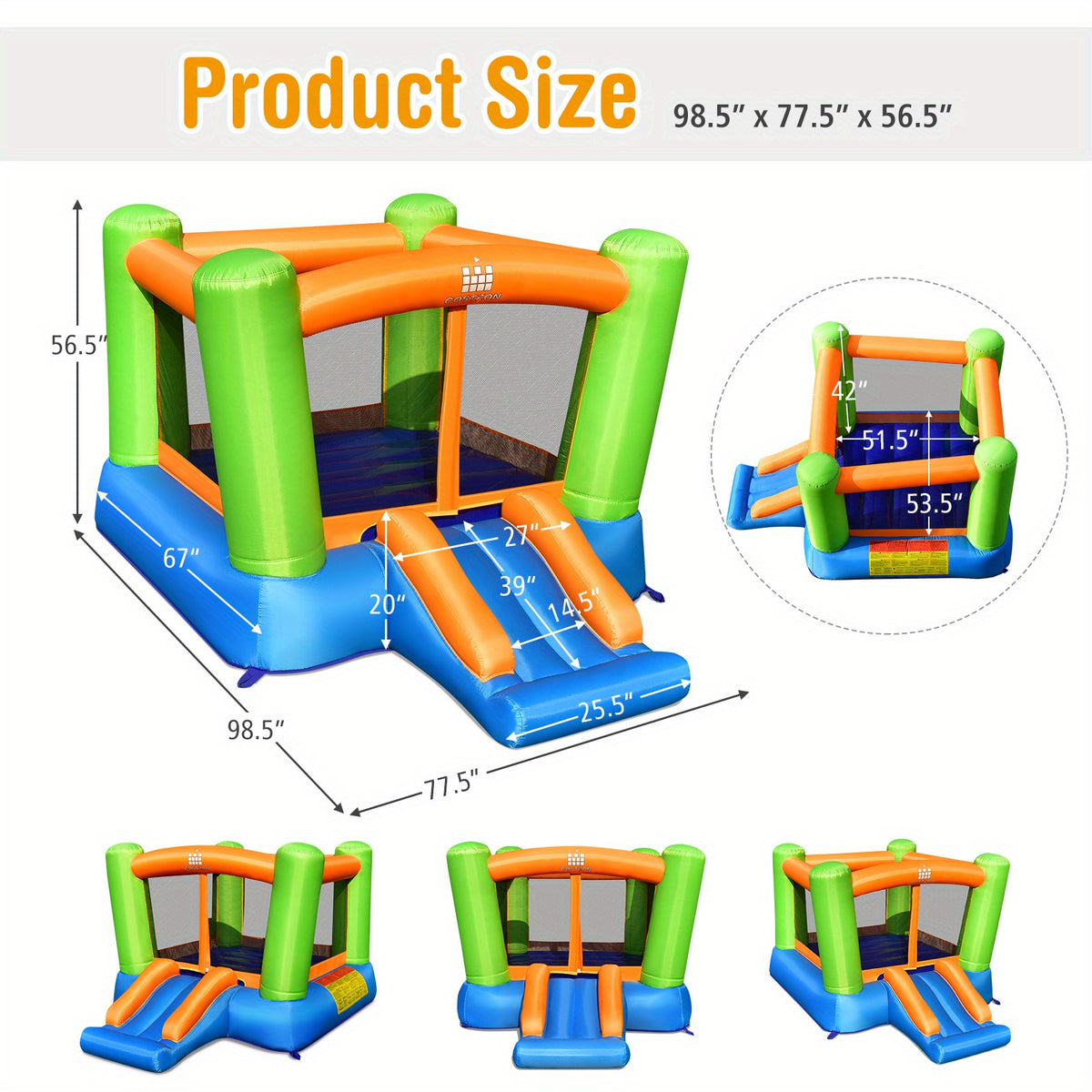 Hoeny Joy Inflatable Bounce House Kids Jumping Playhouse Indoor And Outdoor Without Blower