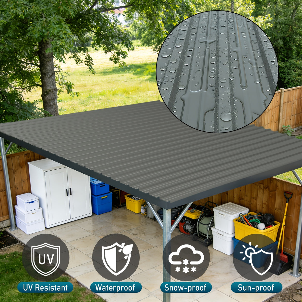 [Metal Roofing Panels] 72.85" X 18.9" High-Quality Metal Roofing Panels, Heavy Duty Waterproofing Corrugated Galvanized Steel Roof Panels, Metal Siding Panels Gazebo Top Cover for Pergola, Patio, Garden and Mobile Home (10/20pcs, Gray)