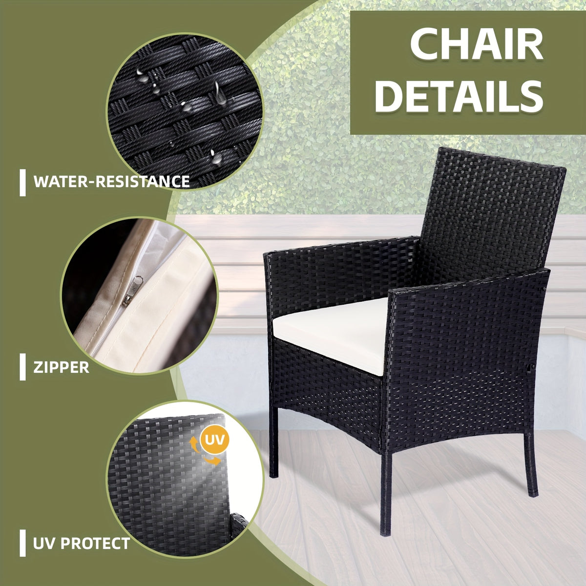 The HARAISEDK Handmade Outdoor Wicker Patio Sofa Set, Combined with A Tempered Glass Coffee Table, Is An All - Weather PE Rattan Furniture Piece That Is Applicable to Courtyards, Patios, Balconies, Backyards, Decks, Bars And Cafes.