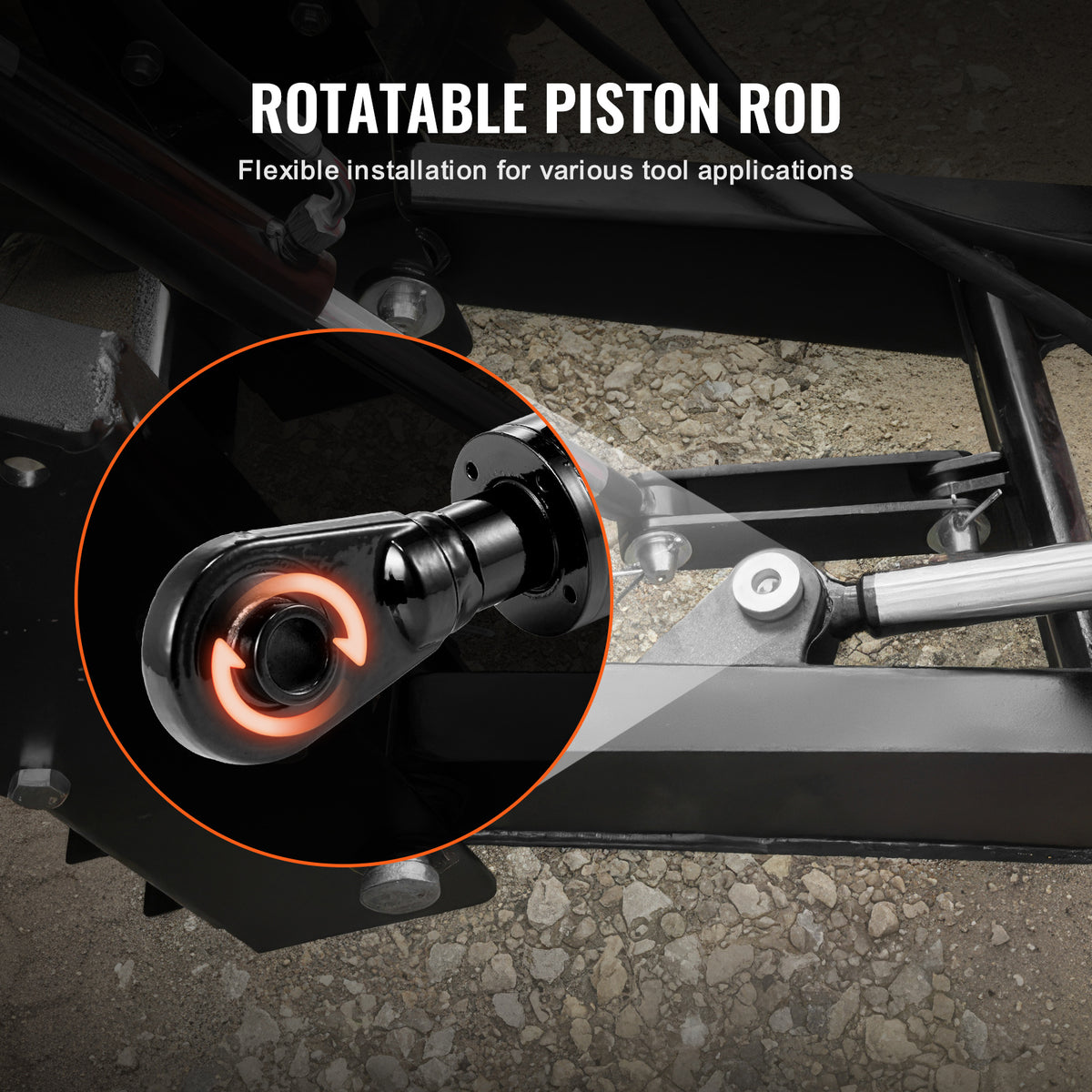VEVOR Hydraulic Top Link Cat.1-1 (8-1/4 in, 18-1/8~26-3/8 in ), Hydraulic Cylinder with 2 Hoses & G3/8" Check Valve