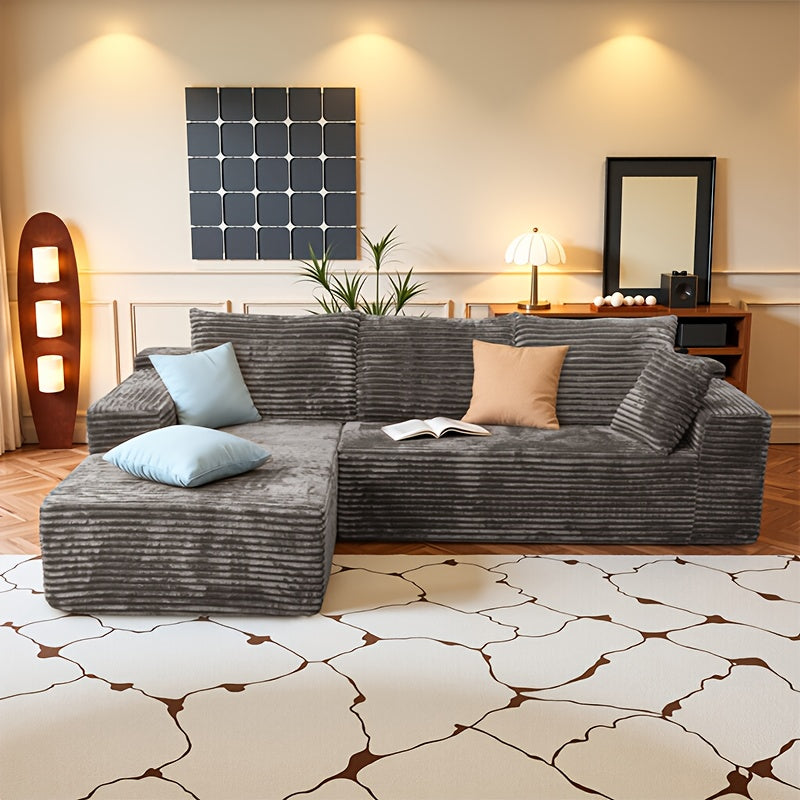 103-inch L-shaped Sofa, a Multifunctional Transforming Compression Sofa Bed with Chaise Lounge, Comes with 2 Throw Pillows, Built-in High-density Supportive Sponge, a No-assembly-required Sofa Chair Suitable for Bedrooms and Living Rooms