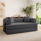 81"Convertible Floor Sleeper Sofa Bed - 3-Person Space-Saving Love Seat with Pull-Out Bed, Corduroy Boneless Compression Memory Foam, Comfy Lounge Couch for Living Room, Bedroom, Apartment, Office, No Assembly Required