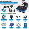 8-In-1 Heat Press 15X12 Inch Combo Digital Multifunctional Sublimation Heat Transfer Machine, 360 Degree Rotary Swing Printing Sublimation Heat Press, Suitable for T-Shirts Hats Mugs Plates