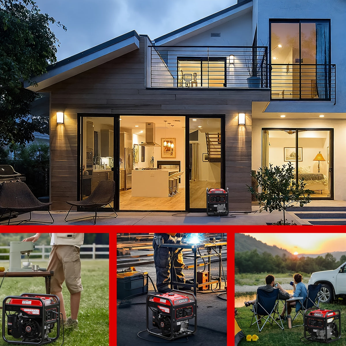Portable Inverter Generator, Ultra Quiet, CO Alarm, Peak 2500W Rated 1900W, Peak 3200W Rated 2600W, Peak 3600W Rated 3000W, Peak 4000W Rated 3200W, Peak 4500W Rated 3600W, Ideal for Yard, Lawn, Garden, Camping, RV, Home Backup Power