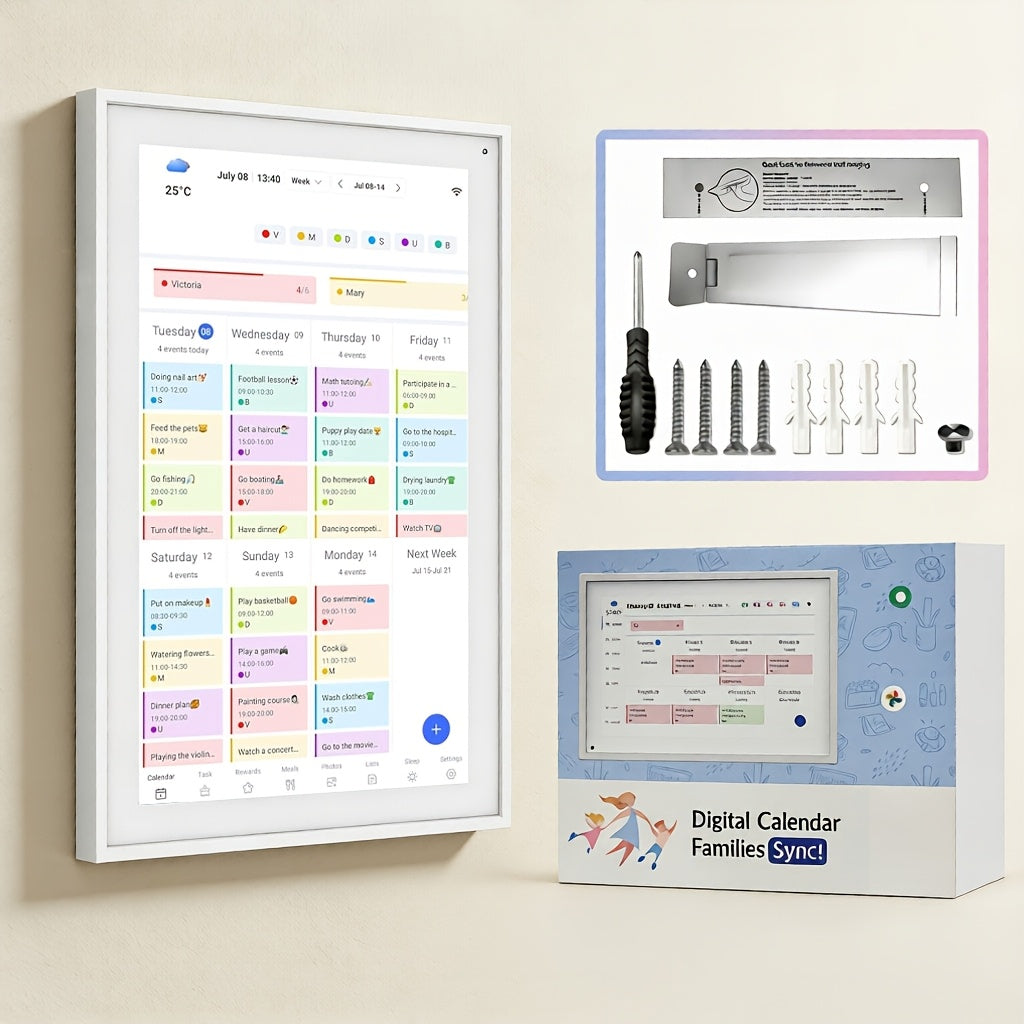 [Intelligent 1080P] TABWEE P15 Digital Calendar, 15.6 Inch Electronic Wall Calendar, Intelligent 1920 X 1080 FHD Touch Screen for Organising The Family Planner 2025, Digital Picture Frame(Includes Screws, A Dimension Inspection Card, And A Back Brace)