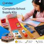24 Pack School Supply Kits for Kids, 22-Piece Back to School Supplies with Notebook, 2 Folders, Pencil Pouch, 4 Pens, 3 Pencils, 5 Crayons, Glue Stick, Highlighter, Ruler, 2 Erasers & Sharpener & More!