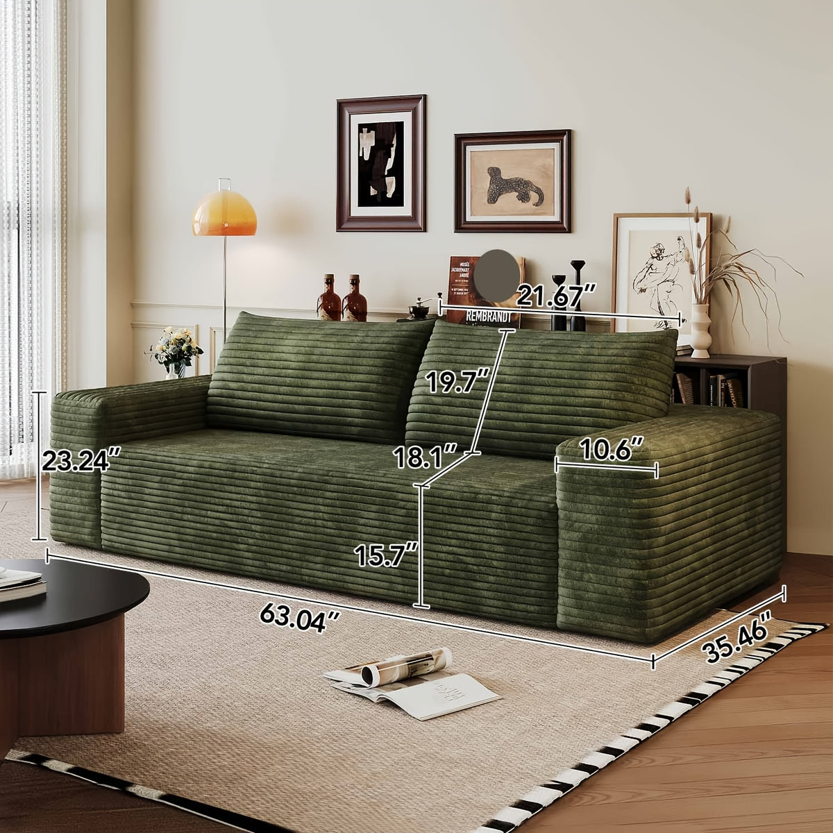 Boneless Sofas for Living Room, 71" Modern 2-Seater Sofa with Deep Seat, Comfy Cloud Sofa with Corduroy Fabric, No Assembly Couch, Loveseat Sofa for Bedroom, Dorm