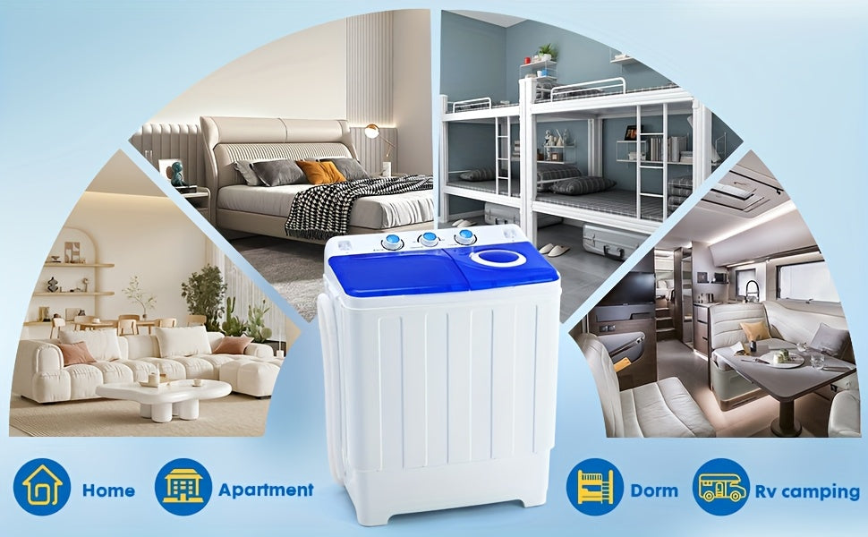 PLENTORA Portable Washing Machine Twin Tub - 28Lbs Compact Washer (18Lbs) And Dryer (10Lbs) Combo with Drain Pump - Mini Laundry Machine for Apartments, Dorms, Rvs, And Camping