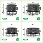 Polar Aurora Outdoor Trampoline, 10FT 12FT 14FT 16FT Recreational Trampoline for Adults, Trampoline with Safety Enclosure Net, Wide Ladder And Anti-Rust Coated Frame