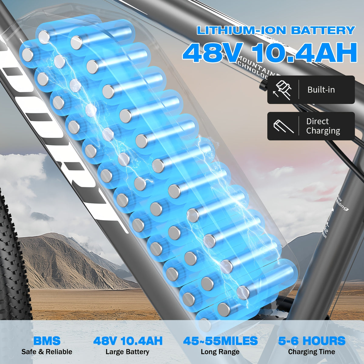 26-inch 749W Electric Mountain Bike for Adults, 48V 10.4AH Removable Battery with LCD Display, 27.9MPH, 300 Lbs Capacity - Ideal for Commuting & Off-Road Riding, Mountain Bike Gear, Adventure Cycling