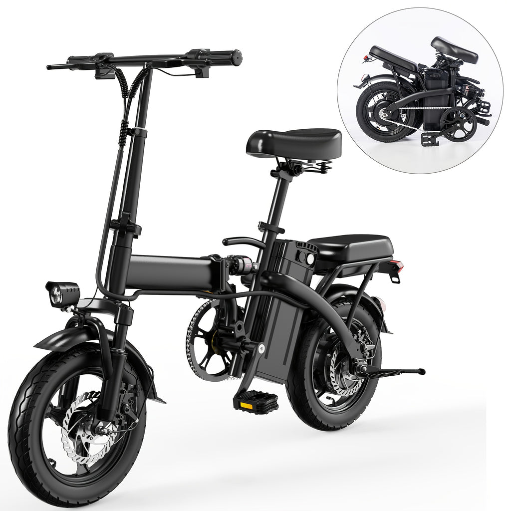 Electric Bike 48V Battery, Brushless Motor, 15-20MPH, Folding Electric Bicycle for Adults, Lightweight Commuter E-Bike with Removable Lithium Battery, Suitable for Urban Commuting, The Best Choice for A Gift, Easy Assemble, Portable Compact Design