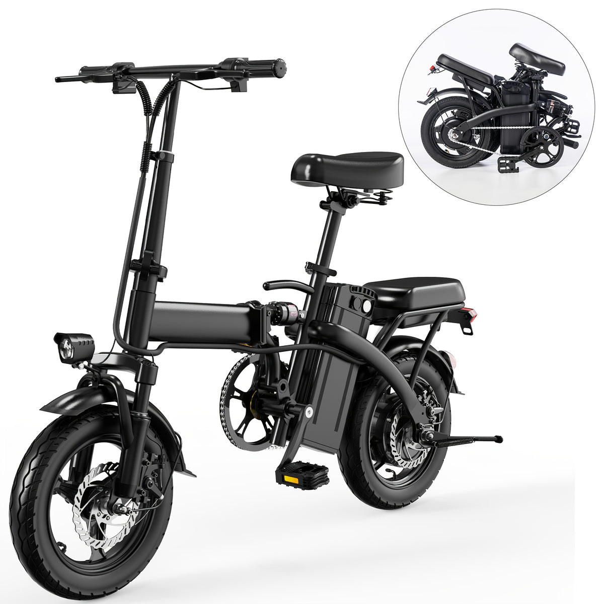 Electric Bike 48V Battery, Brushless Motor, 15-20MPH, Folding Electric Bicycle for Adults, Lightweight Commuter E-Bike with Removable Lithium Battery, Suitable for Urban Commuting, The Best Choice for A Gift, Easy Assemble, Portable Compact Design
