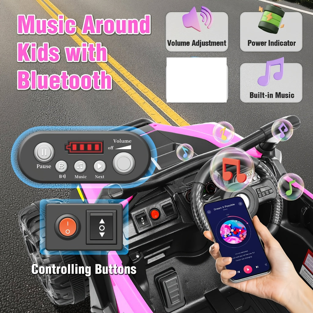24V Children's Electric Ride On Car, 14 "seat Children's Electric Car, with Remote Control, Spring Suspension, LED Lights, Seat Belt, Music Playback, The Perfect Gift for Christmas & New Year & Children's Birthday, Suitable for All Kinds Of Terrain