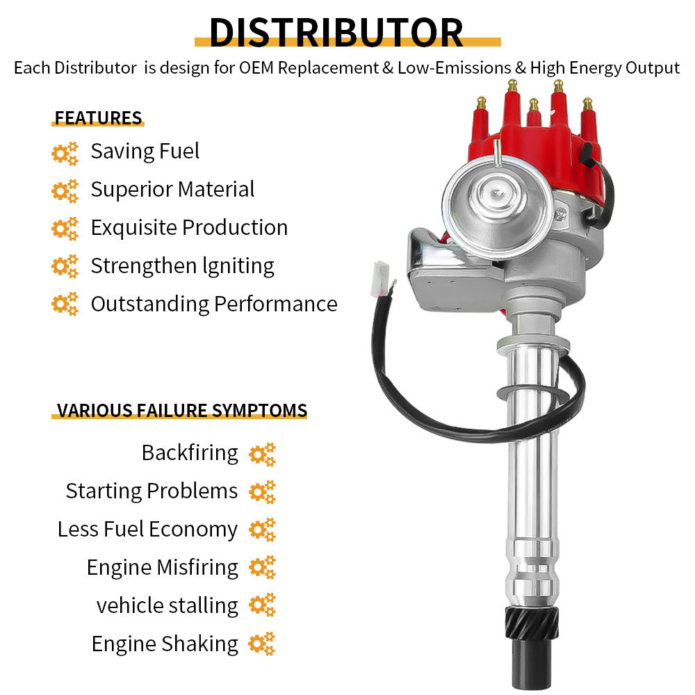 HEI Distributor Small Cap For Chevy 327 And 350 with Red Coil And 8.5Mm Wires Positioned Beneath The Exhaust