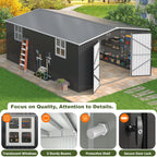 [Extra-Large Metal Shed] 5X3/12X16/12X18 FT Outdoor Storage Shed, Extra-Large Metal Shed With Hinged Door And Windows, Heavy-Duty Metal Tool Shed For Backyard, Garden, Patio, Or Lawn, Black