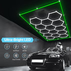 High-brightness LED Garage Light. Hexagonal Honeycomb Garage Light, Barber Shop Ceiling Light, Modern Design, Single Tube 850 Lumens, Framed LED Light Total 58650 Lumens