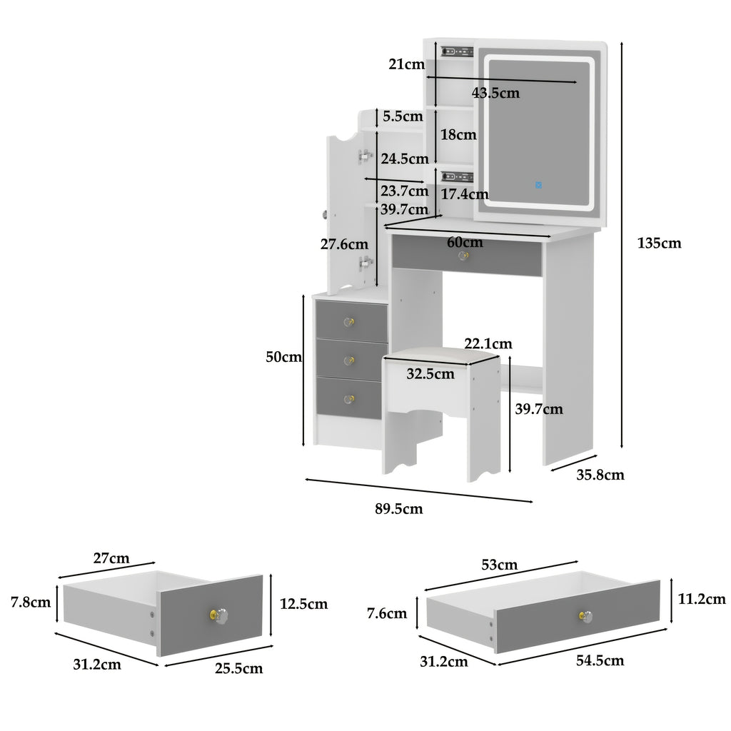 Push-Pull Makeup Table with Light in Bedroom