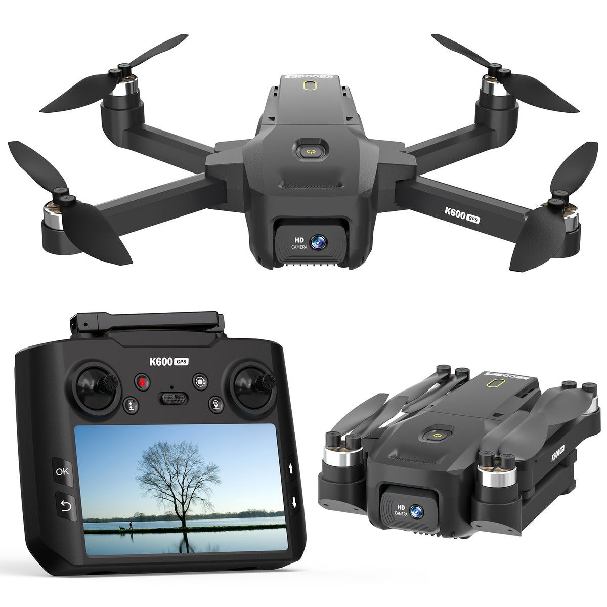Drone with Camera for Adults, 4.5 Inch LCD RC Screen, Support Up to 32G SD Card, GPS Drone Auto Return Follow Me, Professional Brushless Motor Quadcopter Gesture Flight, Altitude Hold, 3 Speeds for Beginners, Under 250G