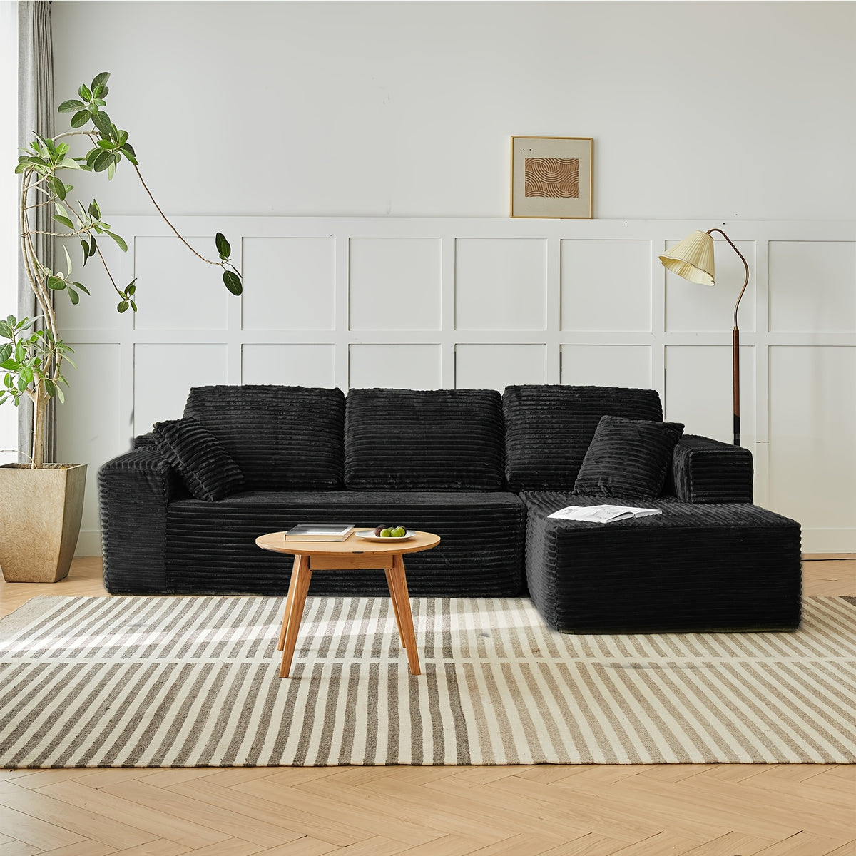 104" Cloud Modular Sectional Sofa Couch, Comfort L Shaped Sofa with Deep Seat, Modern Upholstered Couches for Living Room Bedroom, No Assembly Required, (Plush Corduroy)