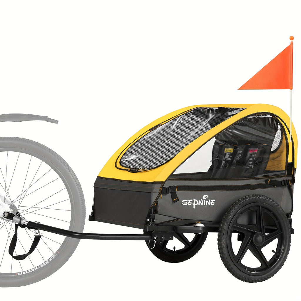 Bicycle Trailer, Double Seat Trailer, Large Tires, Foldable for 1 to 2 People, Maximum Load Capacity 88.18LB