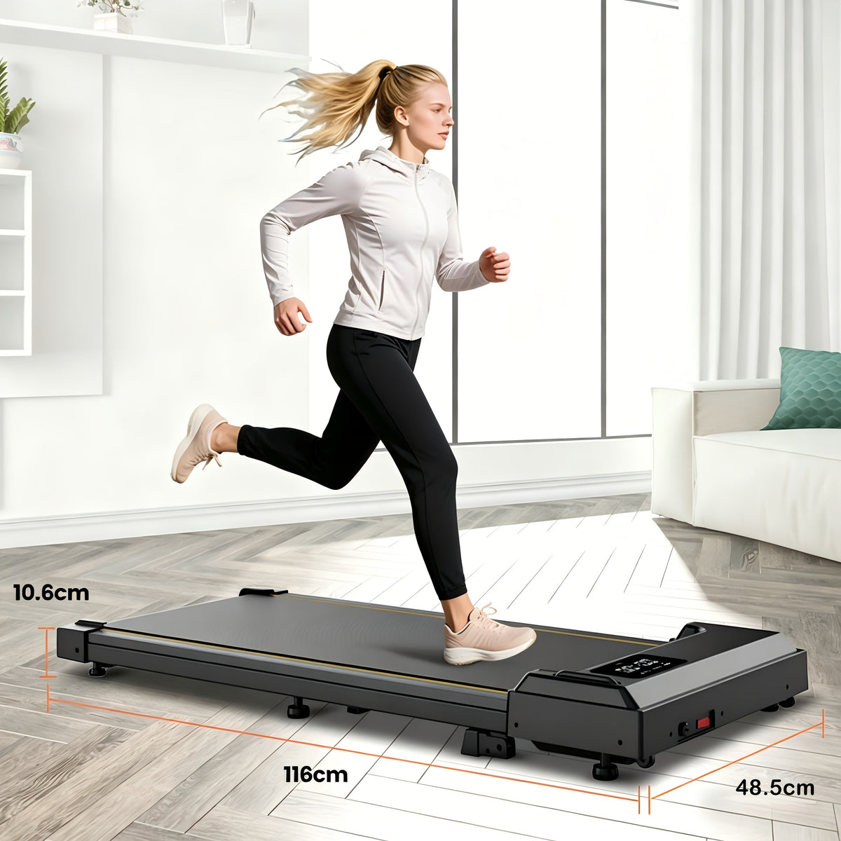 Portable 15% Incline Under Desk Walking Pad Treadmill, 2.5HP Lightweight Home Office Fitness Treadmill, 4-in-1 Walking Pad for Walking And Jogging Quiet, 265Lbs Capacity with Remote Control & LED Display, Walking Training, Weight Loss for Women