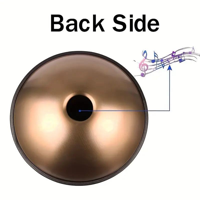 440Hz 22-Inch 10 Notes Handpan Drum Premium Steel Hand Drum For Adults, Golden Handpan Instrument For Meditation, Sleep Aid & Relaxation. A Complete Soothing Sound Healing Tool For Mindful Practice Gift Giving.