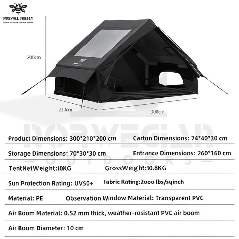 4-6 Person Inflatable Camping Tent - Easy-To-Set-Up Family Outdoor Tent with Sunshade, Windproof, Heat Insulation, And Mosquito Protection. High-Quality Design, Suitable for All Seasons, Includes Storage Bag, Air Conditioning Vent, And Chimney