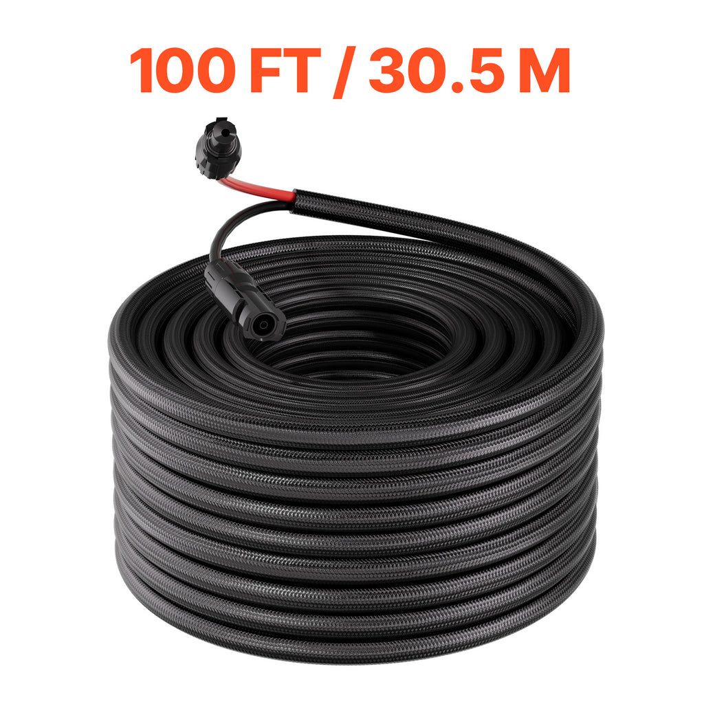 VEVOR 100FT Solar Panel Extension Cable, 10 AWG, Solar Panel Wire with Flame Retardant Protective Sleeving, Female and Male Connectors, PV Wire, for Outdoor Automotive RV