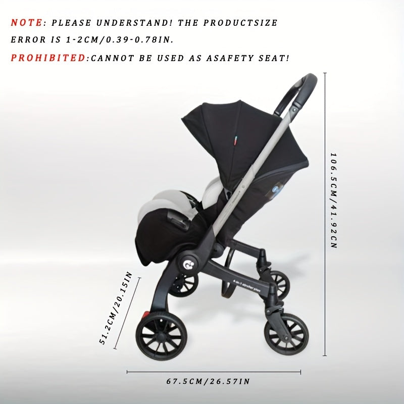 Lightweight Foldable Stroller, Dual-Directional Push with Adjustable Canopy, Metal Frame with Safety Harness, Designed for Newborns, Portable and Airplane-Friendly, Suitable for Outdoor Travel and Holiday Gifting