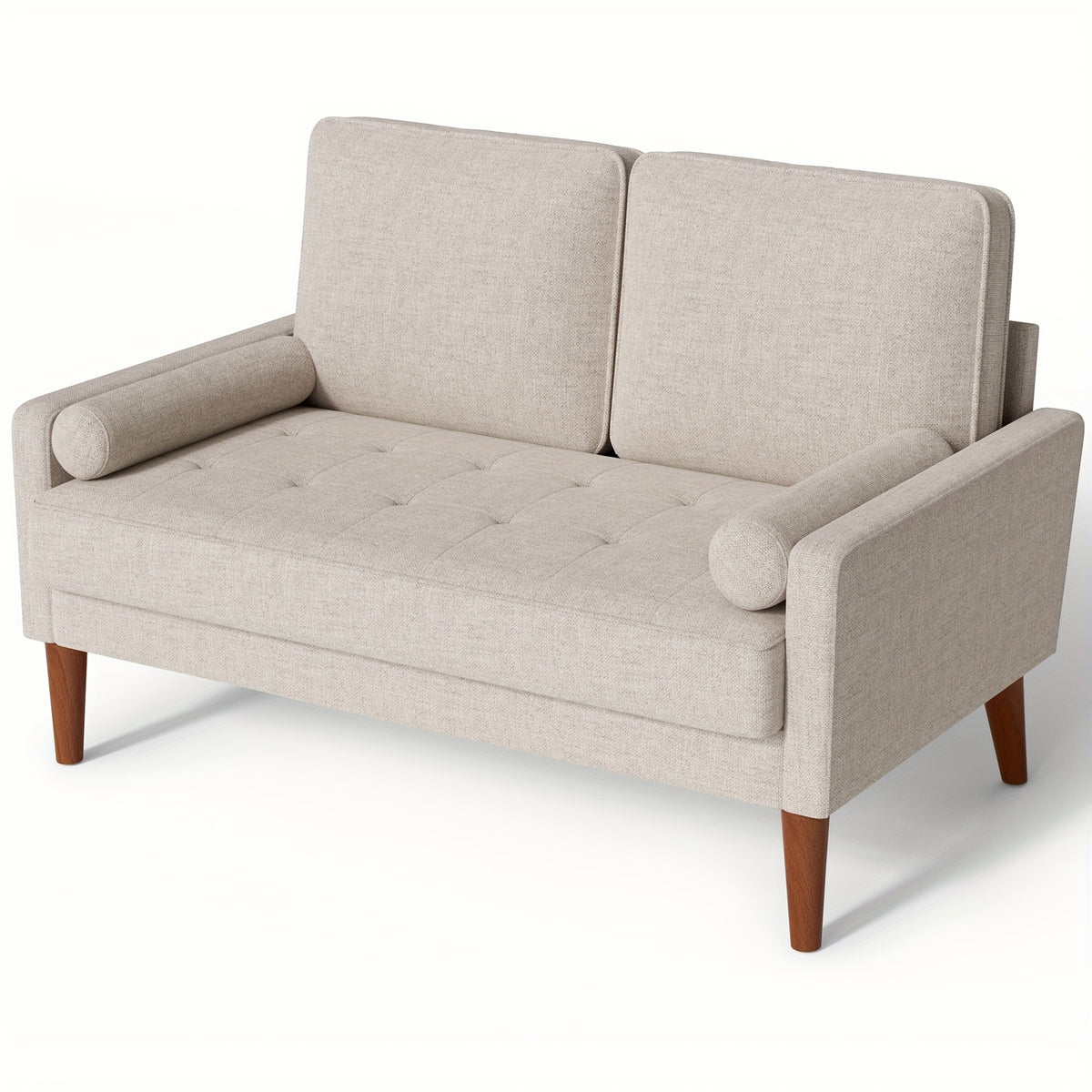 Vesgantti 48" Mid-Century Modern Loveseat Sofa - Ideal for Compact Areas, Suitable for Living Room Or Bedroom | Detachable Cover, Spring Cushions, Sturdy Wooden Frame | to Assemble