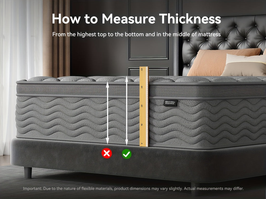 8/10/12 Inch Mattress in Twin, Full, Queen, And King Sizes - Ergonomically Designed, Medium Firm Hybrid Mattress, Offering Luxurious Comfort with Pocket Springs, Grey Quilted Cover, Bed Mattresses
