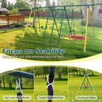 Swing Sets For Backyard With Saucer Swing, Belt Swing, Glider, Climbing Rope, Climbing Ladder, Basketball Rim, 6 In 1 Swing Set