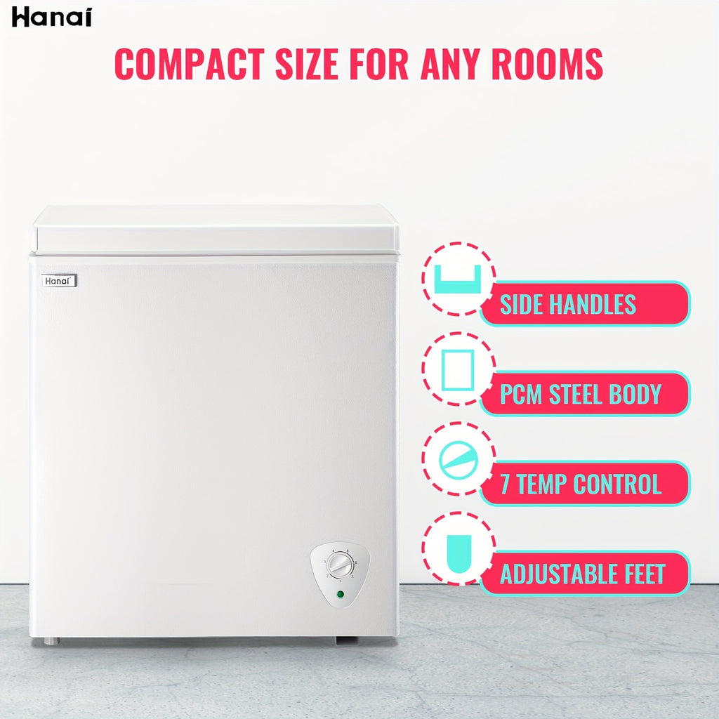 Chest Freezer WANAI 5.0 Cu. Ft. Compact Deep Freezer with Removable Basket and Adjustable Temperature Control