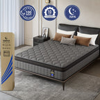 ENSHUI 12 Inch Hybrid Mattress - Twin/Full/Queen/King Size, Cooling & Pressure-Relieving Gel Memory Foam, Hypoallergenic, Medium Top, No Power Needed, White & Blue Mattress in Box, Bedroom Furniture, Sleek Bedroom Decor, Pocketed Coil Construction