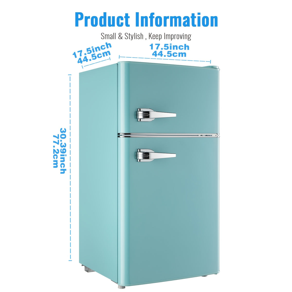 WANAI 3.5 Cu. Ft Mini Fridge with Freezer 2 Doors Mini Fridge Small Refrigerator with Adjustable Thermostat, Shelves Retro Mini Fridge for Dorm, Office, Bedroom, Apartment Black