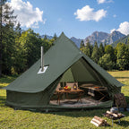 Luxury Oxford Fabric Bell Tent, Yurt Canvas Tent with Stove Jack, 4/6/8 Person Family 4 Season Camping (Green)