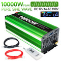 Pure Sine Wave Inverter 10000 Watt (Peak) Vehicle Power Inverter, Converts 12 Vdc to 110 Vdc to 120 Vdc, with LCD Display, Remote Control and Troubleshooting, 4 US Sockets for Car Onboard Chargers, for Home Solar Systems, RV's, and Vans, without Batteries