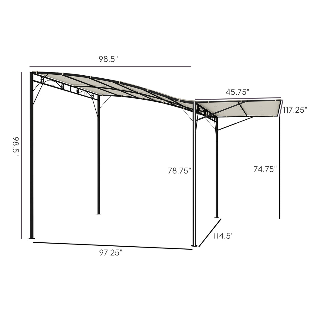 10' x 8' Outdoor Pergola and Patio Gazebo, Extendable Side Awning, Sun Shade Shelter for Garden, Camper, Deck, Doors and Windows, Cream White