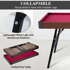 54-Inch Billiard Table, Collapsible Pool Table for Home Gaming Area, Portable Billiard Table with Reinforced And Durable Steel Legs, Adjustable And Non-Slip Foot Pads, Complete Accessory Set