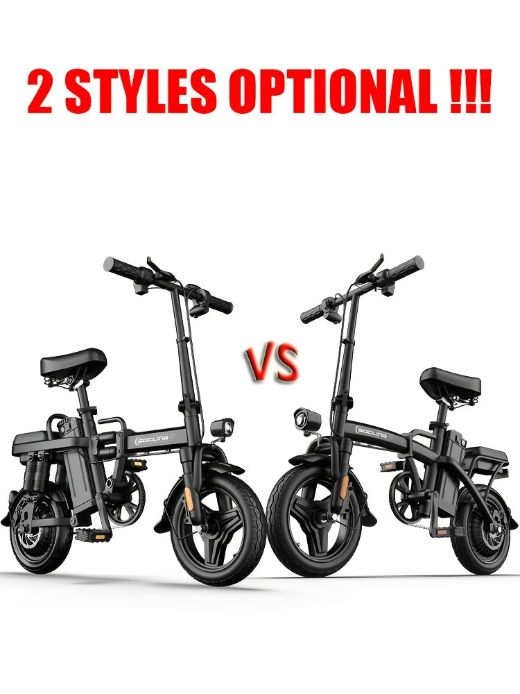 14" Lightweight And Foldable E-Bike, Max Load Capacity Of 330LBS, Rear Disc Brakes, 500W Motor, Up to 19.9MPH Speed, 6-hour Fast Charging, with Anti-theft Battery, Two Models Optional, for Commuting