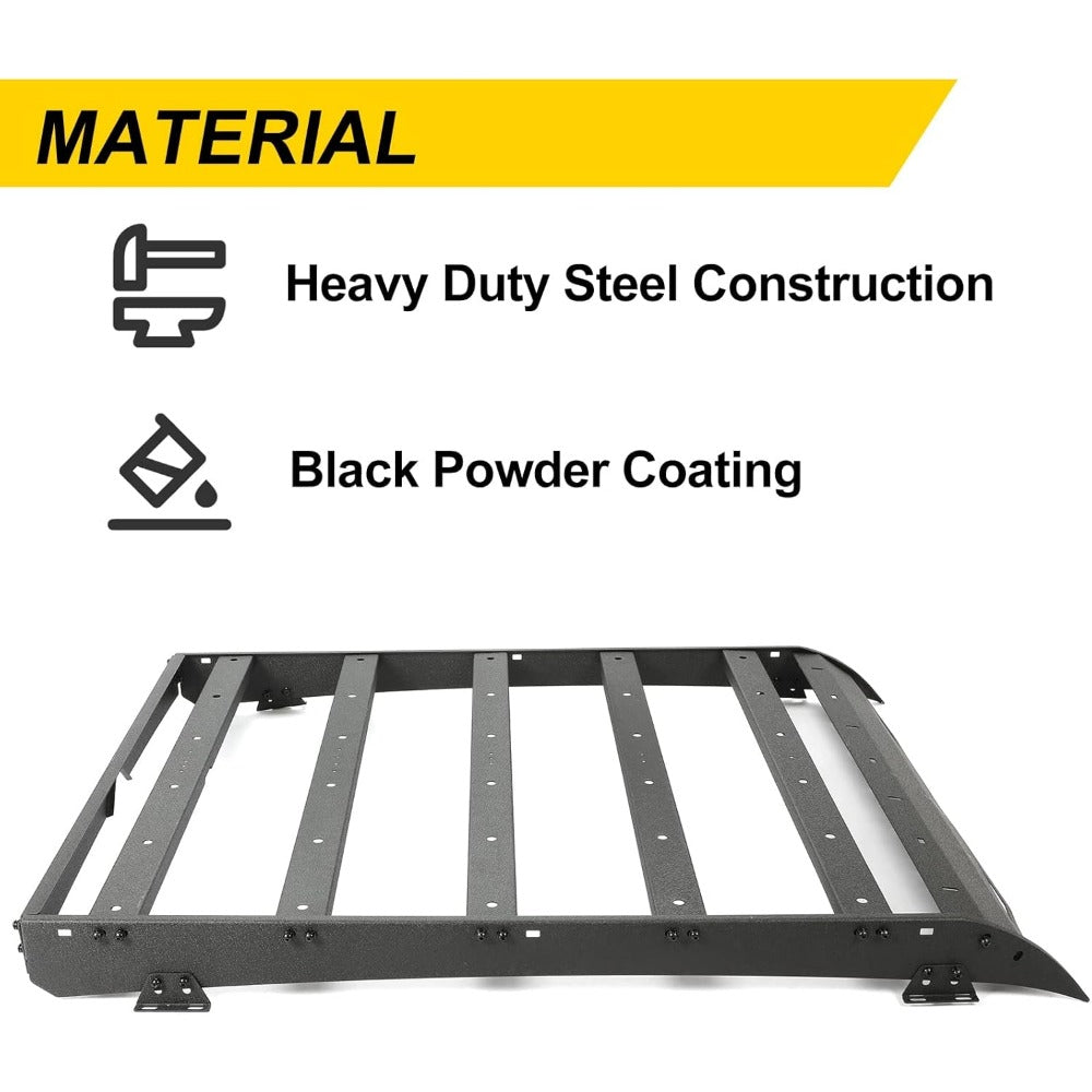 Steel Top Roof Rack, 350LB Capacity, Compatible with 2005-2023 for Toyota Tacoma 2nd & 3rd Gen Double Cab Models, Powder Coated Basket Luggage Cargo Carrier (W/O Light)