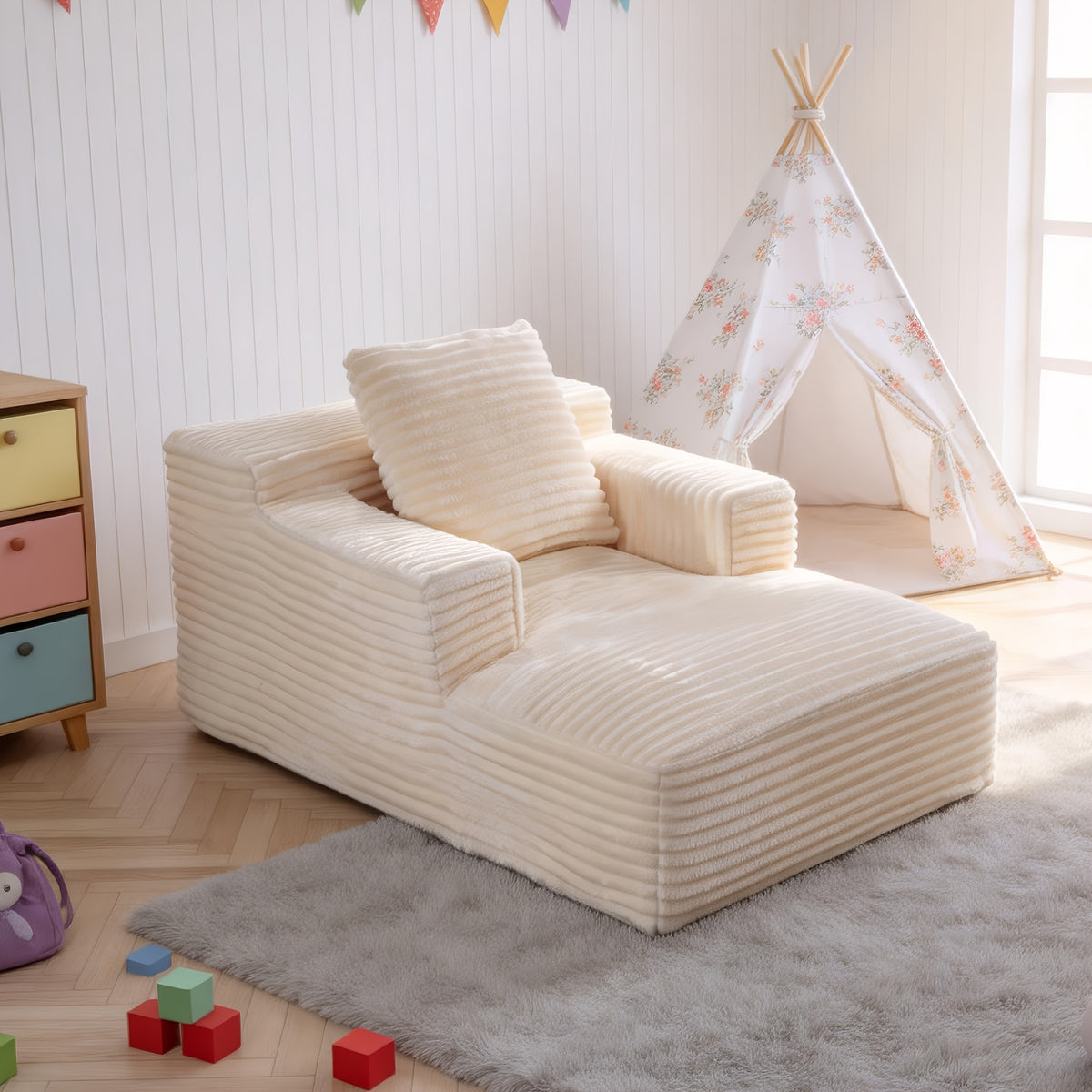 KeepCharm30/68"Recliner Oversized Chaise Lounge Indoor, Additional Cloud-like Cushion No Installation & Easy to Transport Sofa Bed Corduroy Sofa Recliner Chai for Living Room