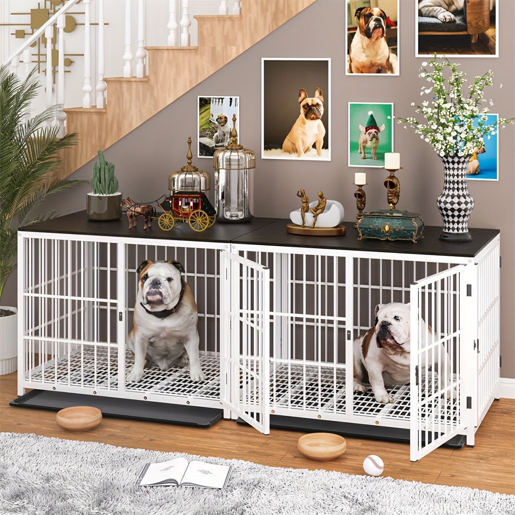 XL Large Dog Cage Heavy Duty Dog Crate Furniture, Unlimited Combinable Dog Kennel, Super Sturdy with Bottom Tray&3 Doors