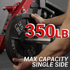 4-in-1 Adjustable Leg Exercise Bench - Single Leg Extension & Curl Machine, 350lb Capacity, Plate Loaded, Red & Black Design for Home Gym Workouts, Sturdy Construction, Leg & Thigh Lifters